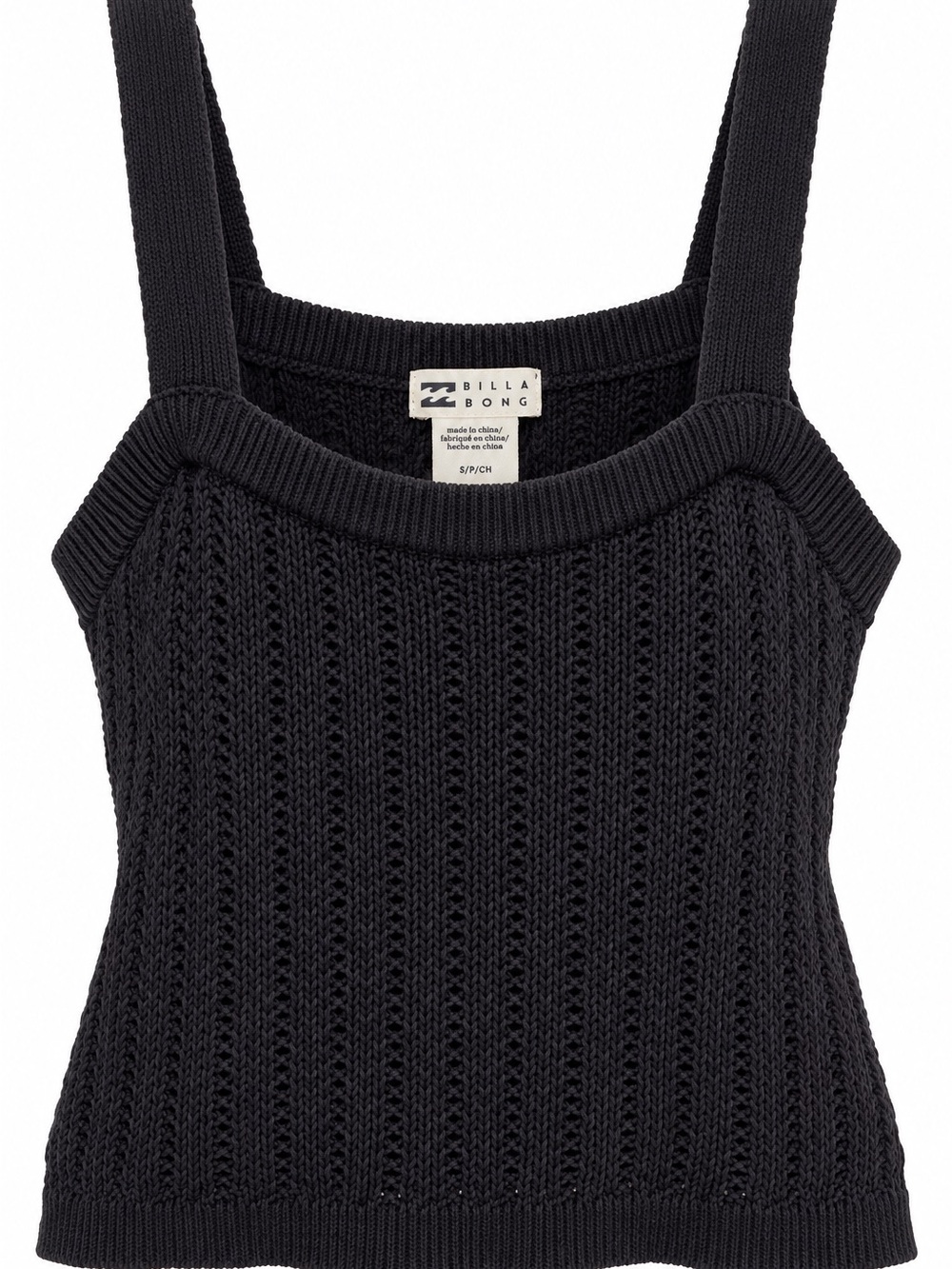 NWT Billabong Tropic Rome Sweater Tank Women S Black Sands Knit Crop Top